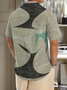 Cotton and linen style of abstract geometry printing short sleeve shirt