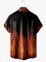 Mens Halloween Fire Print Anti-Wrinkle Short Sleeve Shirt Moisture Wicking Hawaiian Top