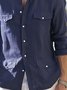 Men Plain Autumn Linen Daily Regular Fit Long sleeve Cotton-Blend H-Line Regular Size shirts
