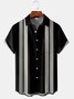 Mens Classic Stripes Front Buttons Soft Breathable Chest Pocket Casual Bowling Shirts