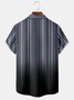 Men's Striped Print Casual Breathable Hawaiian Short Sleeve Shirt