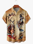 Men's Mermaid Print Anti-Wrinkle Moisture Wicking Fabric Fashion Hawaiian Lapel Short Sleeve Shirts