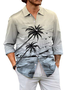 Cotton Linen Hawaiian Resort Gradient Long Sleeve Shirt