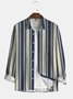 Men's Striped Art Print Casual Breathable Long Sleeve Shirt