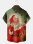 Mens Retro Santa Christmas Print Front Buttons Soft Breathable Chest Pocket Casual Hawaiian Shirts