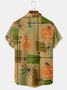 Casual Festive Collection Medieval Halloween Striped Geometric Color Block Pumpkin Element Pattern Lapel Short Sleeve Shirt Print Top