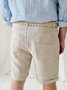 Cotton And Linen Plain Casual Shorts