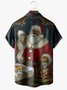 Men's Christmas Striped Print Fashion Lapel Short Sleeve Hawaiian Shirt