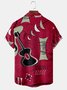 Men's Retro Medieval Music Print Casual Breathable Hawaiian Short Sleeve Shirt with Pockets
