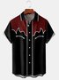 Casual Retro Western Culture Geometric Lapel Short Sleeve Shirt Chest Pocket  Print Top