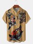 Men's Pocket Retro Kraft Color Vintage Tattoo Print Casual Breathable Short Sleeve Shirts