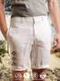 Cotton and Linen Style Solid Basic Print Shorts