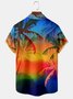 Gradient Coconut Tree Chest Pocket Short Sleeve Hawaiian Shirt