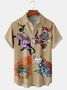 Men's Ukiyo-e Print Casual Breathable Short Sleeve Shirt with Pockets