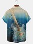 Mens Casual Hawaiian Short Sleeve Shirt Chest Pocket Music Guitar Print Top