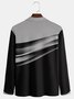 Casual Art Collection 3D Gradient Striped Geometric Color Block Pattern Lapel Zip Long Sleeve Printed Polo Shirt