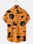 Men's Vintage Halloween Pumpkin Print Front Button Soft Breathable Chest Pocket Casual Hawaiian Shirt