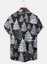 Mens Christmas Snowflake Print Front Buttons Soft Breathable Chest Pocket Casual Hawaiian Shirts