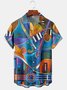 Mens Retro Music Print Front Buttons Soft Breathable Chest Pocket Casual Hawaiian Shirts