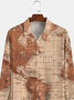 Mens Map Print Front Buttons Soft Breathable Chest Pocket Casual Hawaiian Shirts