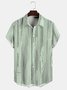Cotton Linen Geometric Print Casual Short Sleeve Shirt