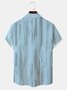 Cotton Linen Geometric Print Casual Short Sleeve Shirt