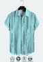 Cotton Linen Geometric Print Casual Short Sleeve Shirt