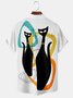 Men's Art Cat Print Short Sleeve Hawaiian Shirt with Chest Pocket
