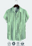 Cotton Linen Geometric Print Casual Short Sleeve Shirt