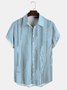 Cotton Linen Geometric Print Casual Short Sleeve Shirt