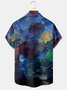 Men's Casual Art Starry Front Button Soft Breathable Chest Pocket Casual Hawaiian Shirt