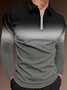 Casual Art Collection Gradient Pattern Lapel Zip Long Sleeve Print Polo Shirt
