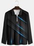 Casual Art Collection 3D Gradient Lines Geometric Color Block Pattern Lapel Zip Long Sleeve Printed Polo Shirt