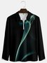 Casual Art Collection 3D Gradient Line Pattern Lapel Zip Long Sleeve Print Polo Shirt