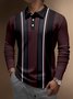Striped Buttons Long Sleeve Bowling Polo