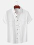 Mens Solid Casual Linen Square Neck Short Sleeve Shirt