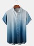 Mens Ombre Gradient Print Front Buttons Soft Breathable Chest Pocket Casual Hawaiian Shirts