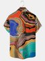 Mens Ombre Print Front Buttons Soft Breathable Chest Pocket Casual Hawaiian Shirts