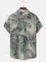 Mens Retro Coconut Tree Print Front Buttons Soft Breathable Chest Pocket Casual Hawaiian Shirts