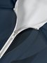 Casual Art Collection 3D Gradient Geometric Stripes Color Block Pattern Lapel Zip Short Sleeve Print Polo Shirt