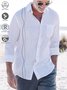 Cotton and linen American casual style embroidery line flax long sleeve shirts