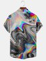 Men's Art Abstract Print Casual Breathable Hawaiian Short Sleeve Shirt
