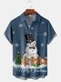 Men's Christmas Snowman Print Fashion Hawaiian Lapel Short Sleeve Shirt