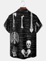Men's Skull Print Fashion Hawaiian Lapel Short Sleeve Shirt