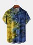 Pattern Color-block Chest Pocket Short Sleeve Resort Shirt