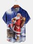 Santa Claus Gift Chest Pocket Short Sleeve Shirt