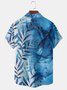 Watercolor Leaves Chest Pocket Short Sleeve Hawaiian Shirt