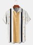 Back Print Contrast Stripe Chest Pocket Short Sleeve Shirt Christmas Collection Lapel Top