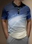 Men's 3D Abstract Line Gradient Button Short Sleeve Polo Shirt Casual Style Art Collection Lapel Print Top