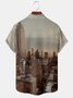 City View Chest Pocket Short Sleeve Shirt Hawaiian Lapel Print Top